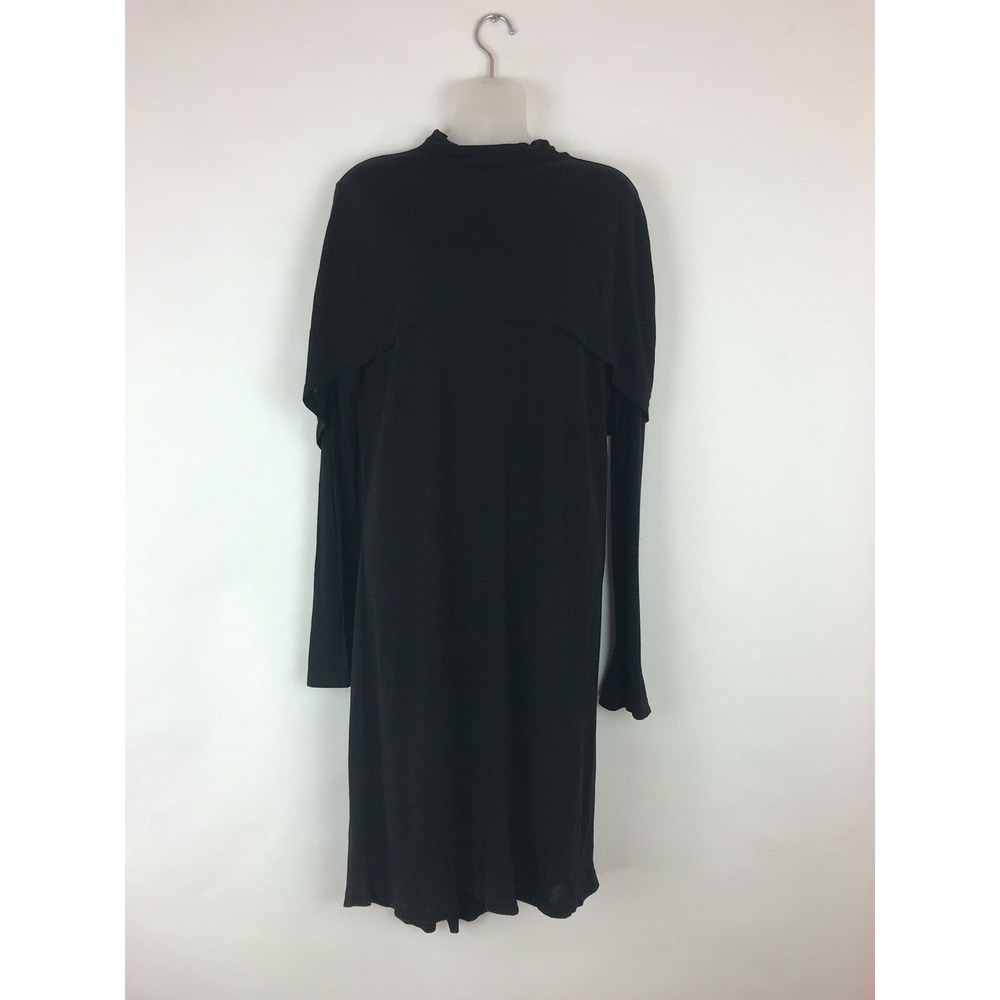 CLU‎ Dress Womens S Flare Sleeve Knit Black Midi T-Shirt Cape Overlay Basic